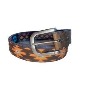 Red Dirt Hat Men's Aztec Southwest Western Leather Belt NWOT Multicolored Sz 36